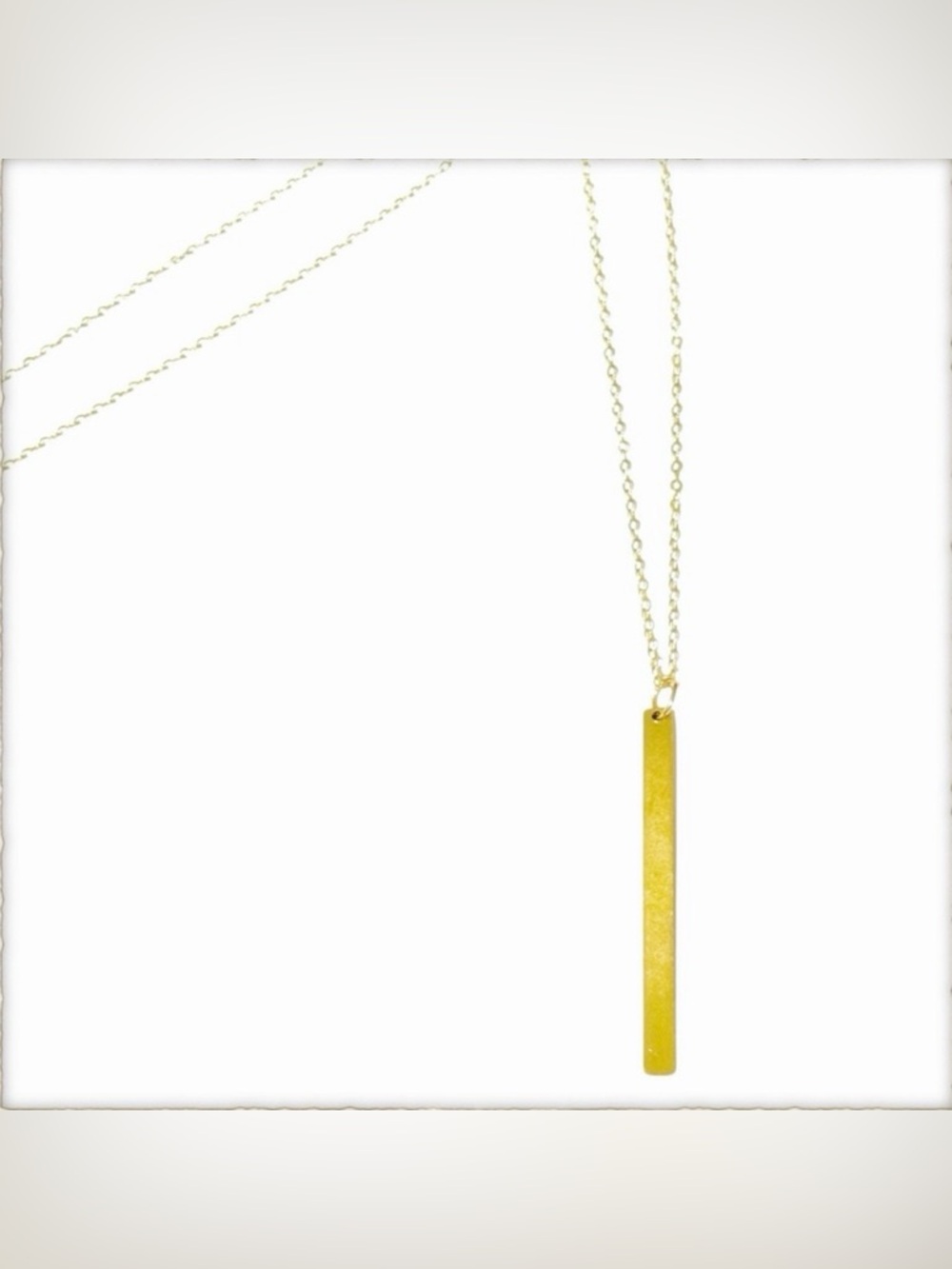 Handmade Dainty Minimalist Gold Brass Bar Pendant‎ on Gold Plated Necklace Chain